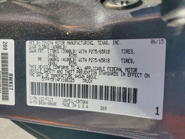 2015 TOYOTA TUNDRA SR5 Grade