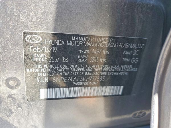 2019 HYUNDAI SONATA