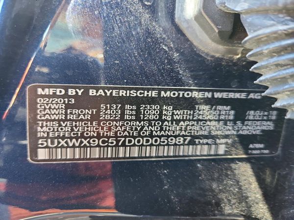 2013 BMW X3 xDrive28i — VINS
