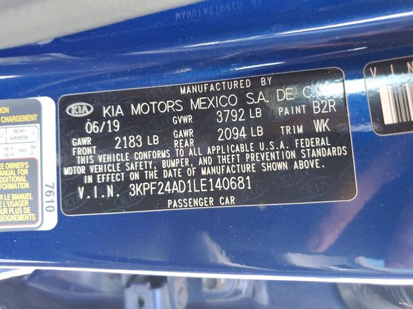 2020 KIA FORTE FE, LXS