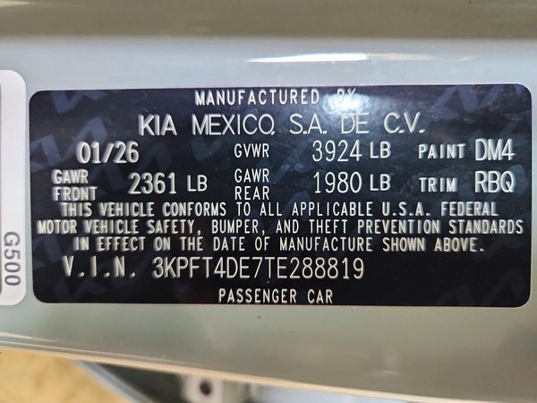 2026 KIA K4 LX, LXS — VINS