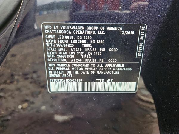 2019 VOLKSWAGEN ATLAS 4Motion SE