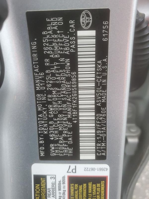 2016 TOYOTA CAMRY