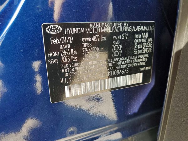 2019 HYUNDAI SANTA FE SEL, SEL Plus