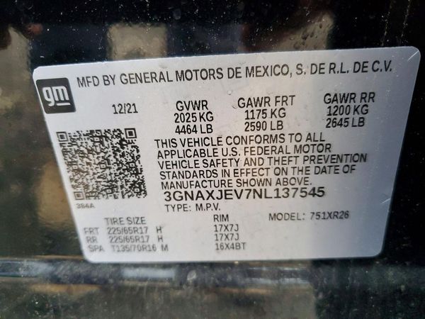 2022 CHEVROLET EQUINOX LT (2FL)
