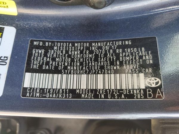 2018 TOYOTA COROLLA L/LE/SE/XLE/XSE
