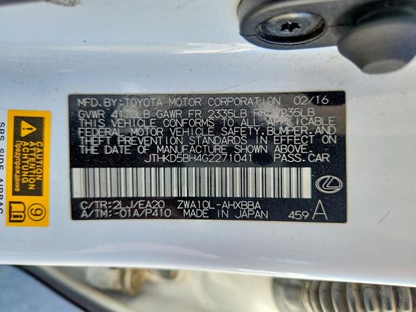 2016 LEXUS CT 200h