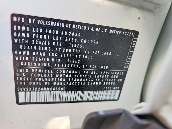 2022 VOLKSWAGEN TAOS 4Motion SEL — VINS