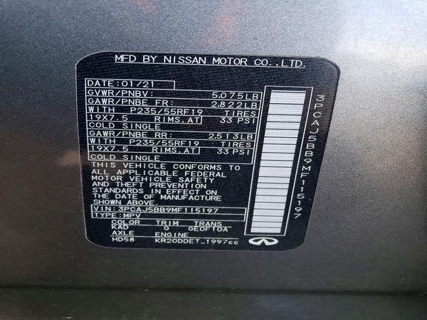 2021 INFINITI QX50 Luxe — VINS