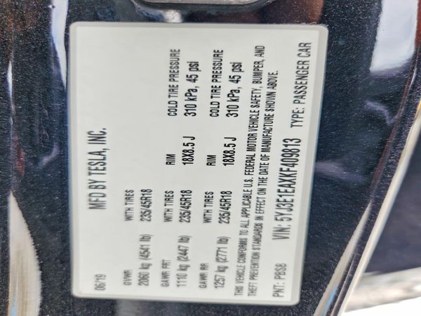 2019 TESLA MODEL 3