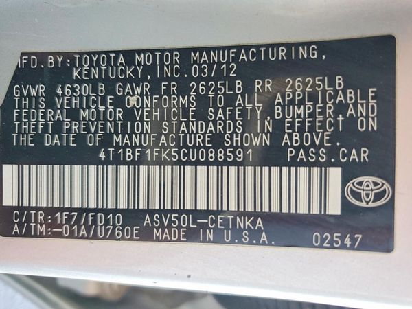 2012 TOYOTA CAMRY