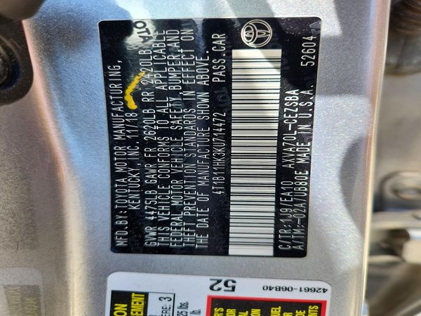 2019 TOYOTA CAMRY L/LE/SE/XLE
