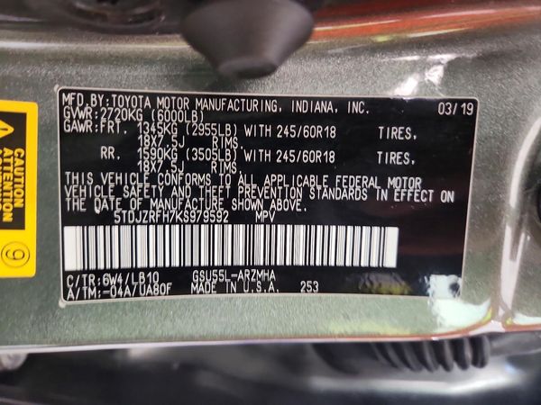 2019 TOYOTA HIGHLANDER SE/XLE