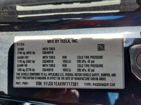 2024 TESLA MODEL 3