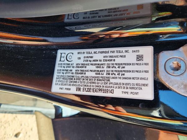 2023 TESLA MODEL 3