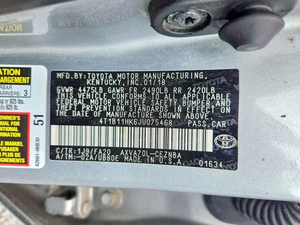 2018 TOYOTA CAMRY L/LE/SE/XLE