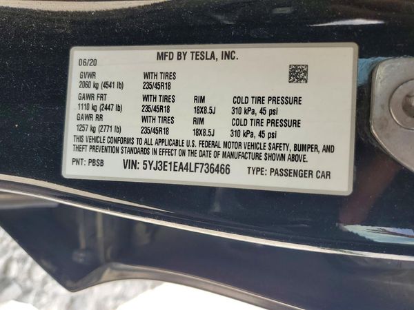 2020 TESLA MODEL 3