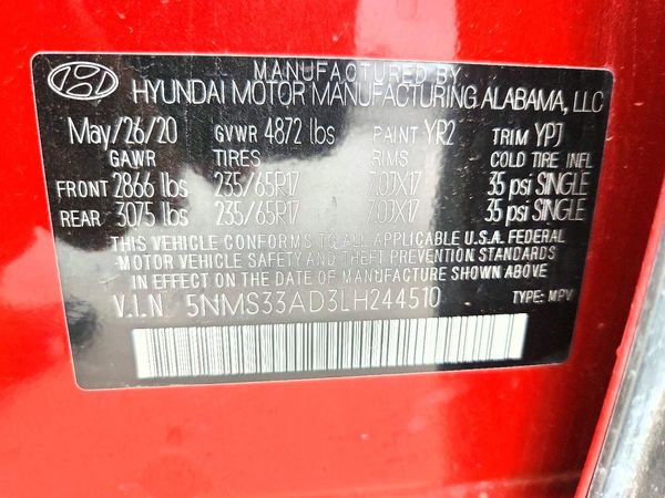 2020 HYUNDAI SANTA FE SEL