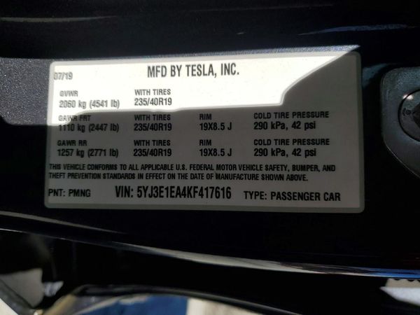 2019 TESLA MODEL 3