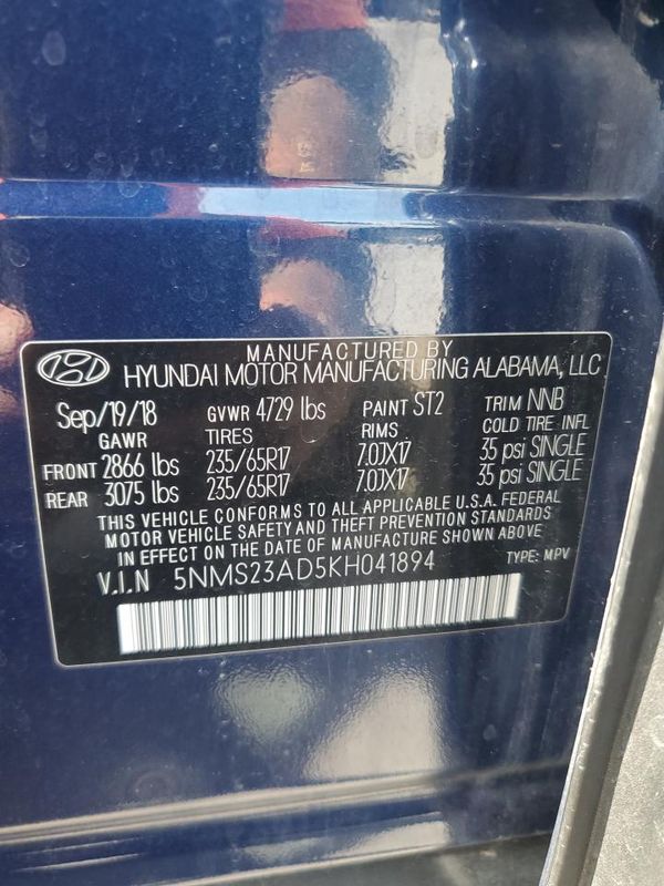 2019 HYUNDAI SANTA FE SE