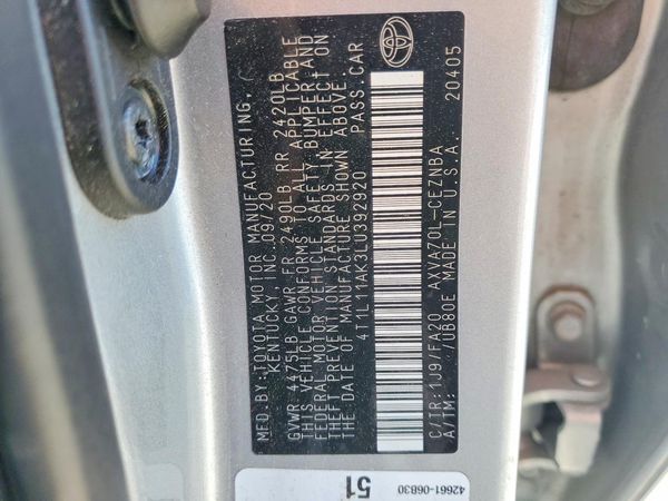 2020 TOYOTA CAMRY