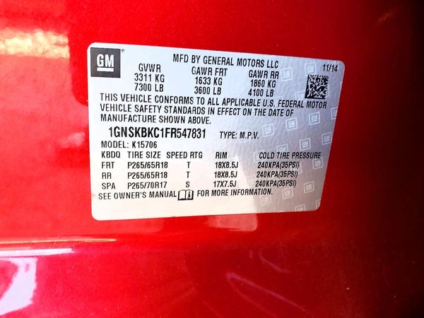 2015 CHEVROLET TAHOE LT
