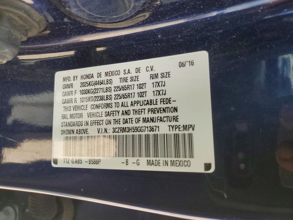 2016 HONDA CRV EX