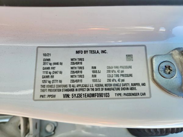 2021 TESLA MODEL 3