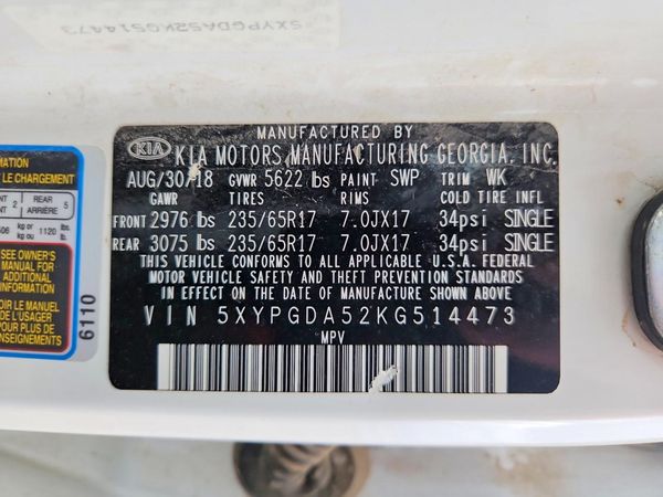 2019 KIA SORENTO L, LX, S