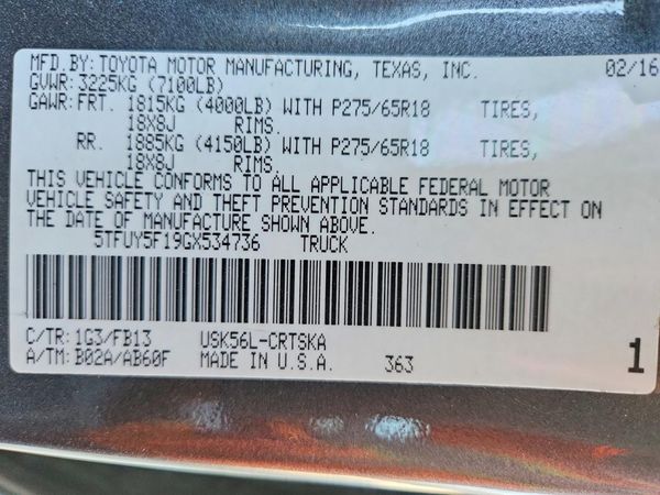 2016 TOYOTA TUNDRA