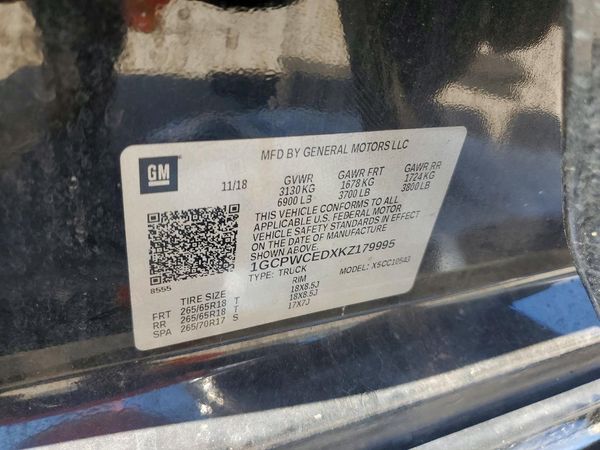 2019 CHEVROLET SILVERADO LT — VINS