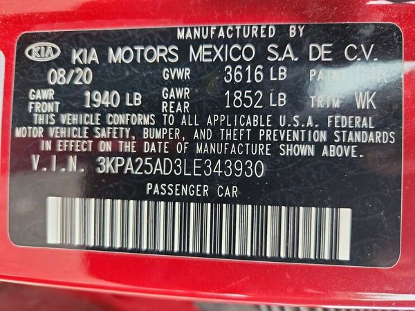 2020 KIA RIO 5-DOOR LX, S