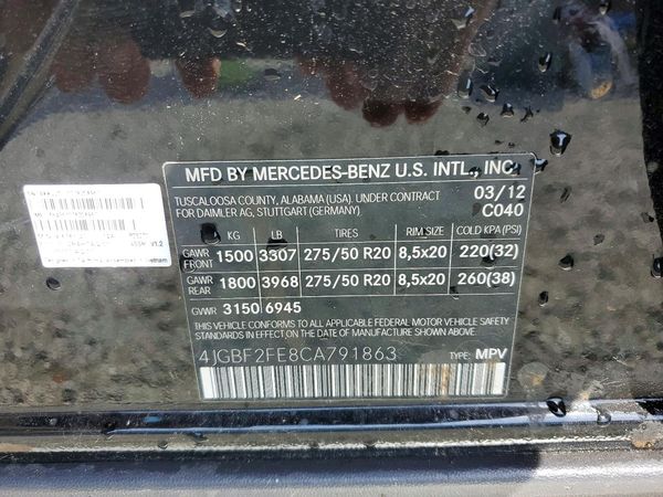 2012 MERCEDES-BENZ GL GL350 BLUETEC 4-MATIC