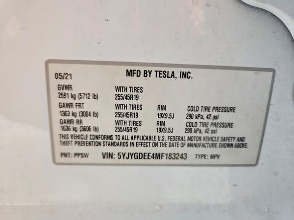 2021 TESLA MODEL Y