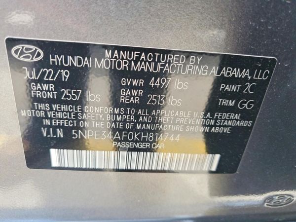 2019 HYUNDAI SONATA