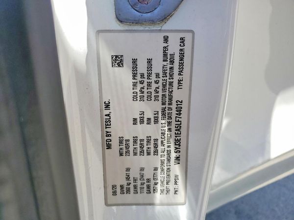 2020 TESLA MODEL 3