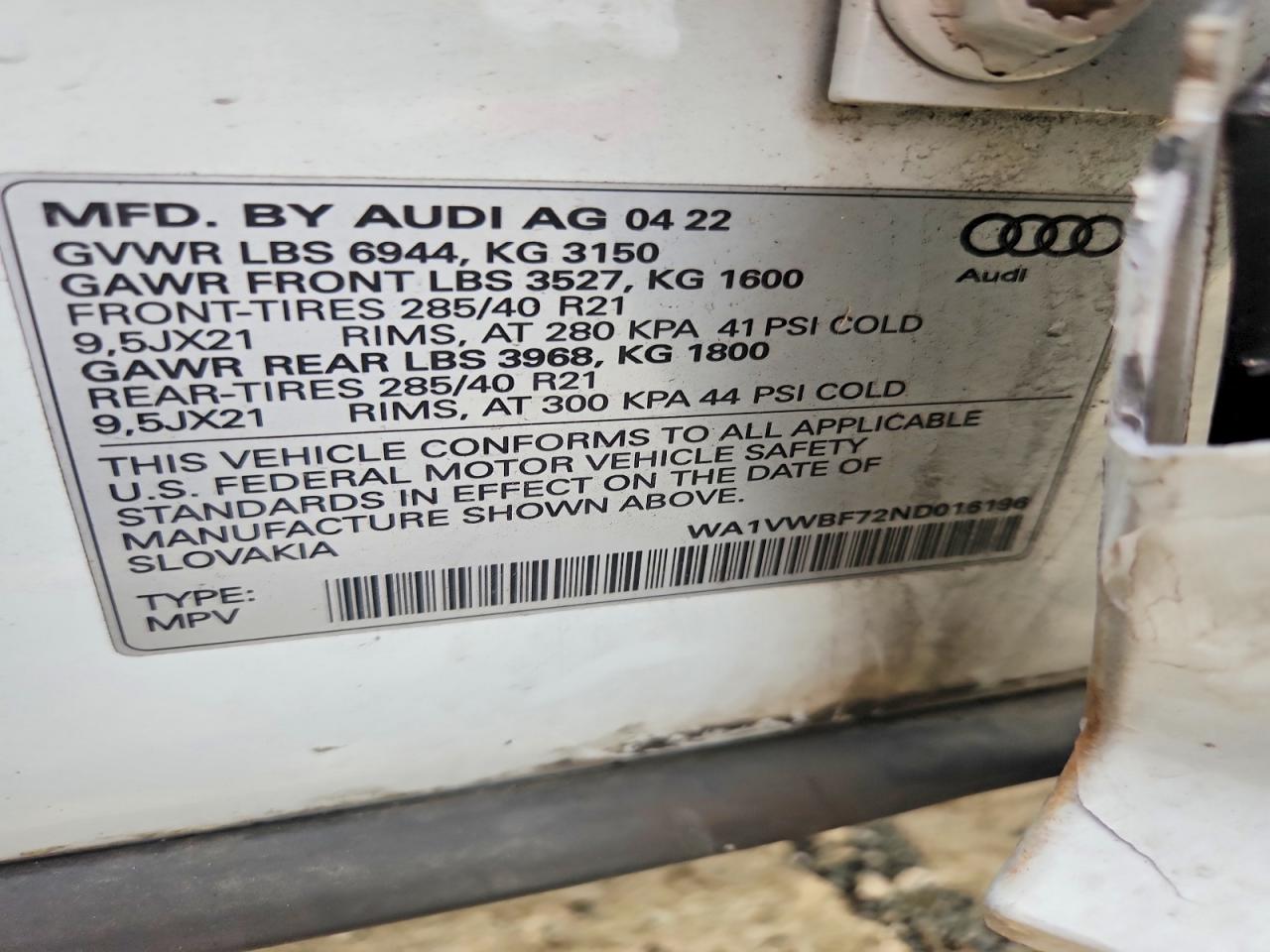 2022 AUDI SQ7 quattro Prestige