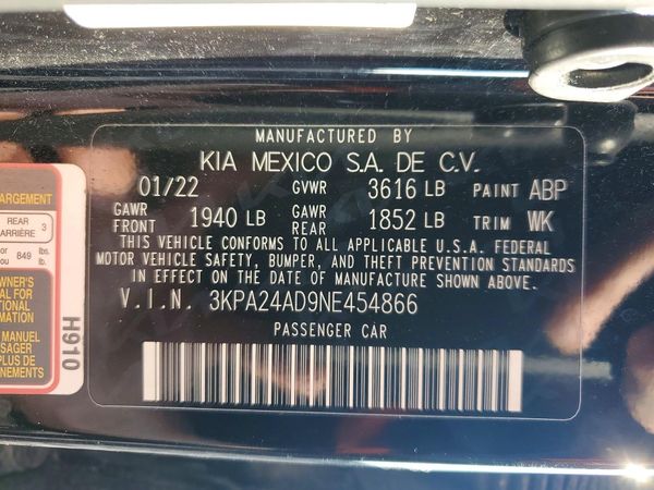 2022 KIA RIO LX, S