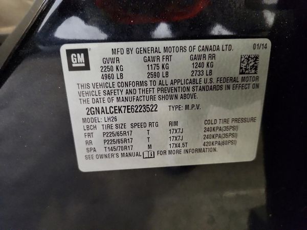 2014 CHEVROLET EQUINOX 2LT