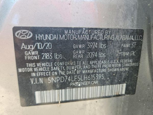 2020 HYUNDAI ELANTRA SE — VINS