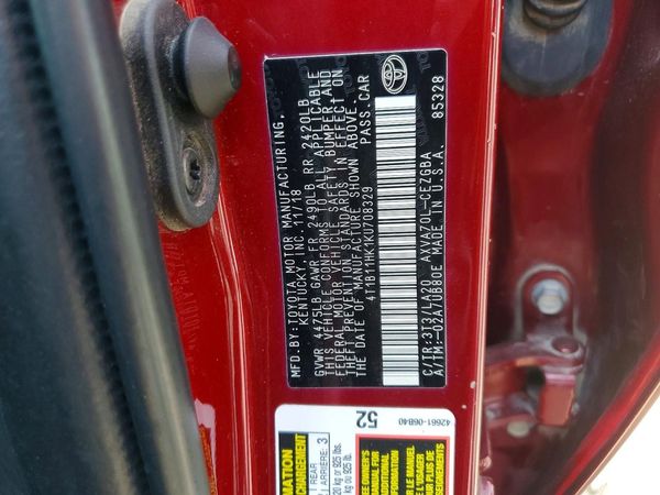 2019 TOYOTA CAMRY L/LE/SE/XLE — VINS