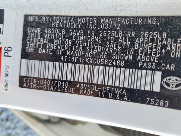 2012 TOYOTA CAMRY