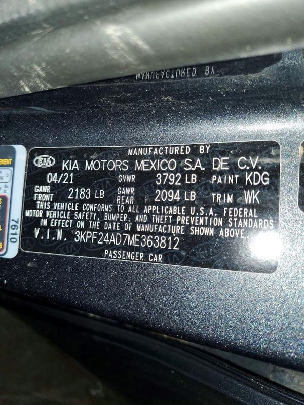 2021 KIA FORTE FE, LXS