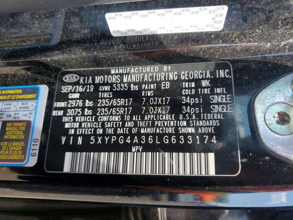 2020 KIA SORENTO L, LX, S