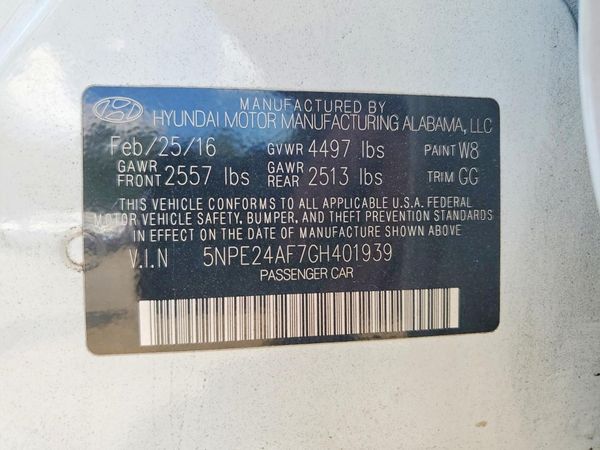 2016 HYUNDAI SONATA