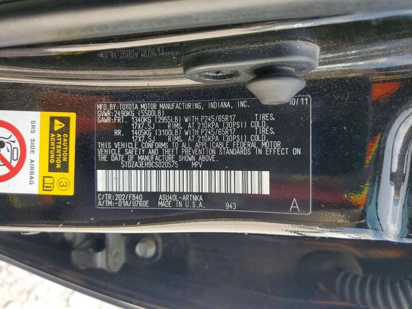 2012 TOYOTA HIGHLANDER Base/Hybrid — VINS