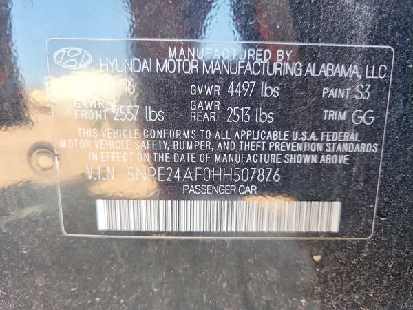 2017 HYUNDAI SONATA SE, Eco — VINS
