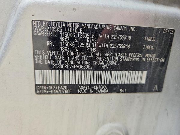 2015 TOYOTA RAV4 Limited (G Grade)