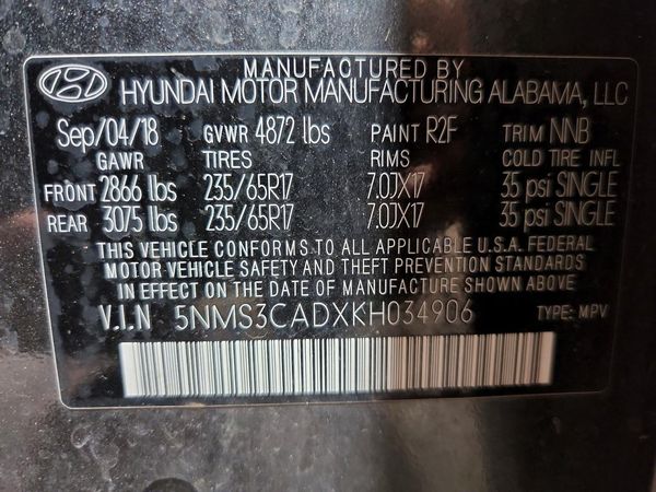 2019 HYUNDAI SANTA FE SEL, SEL Plus