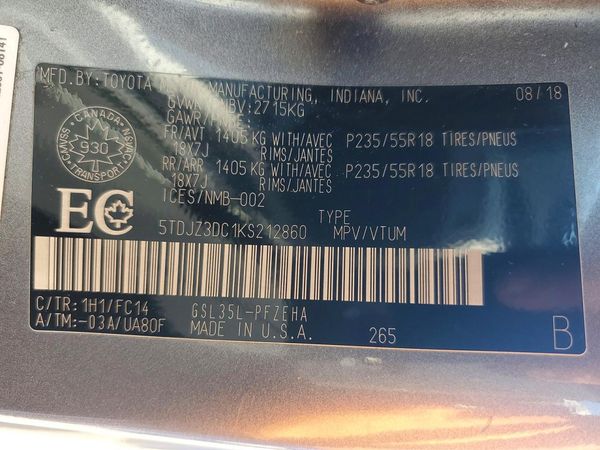 2019 TOYOTA SIENNA LE